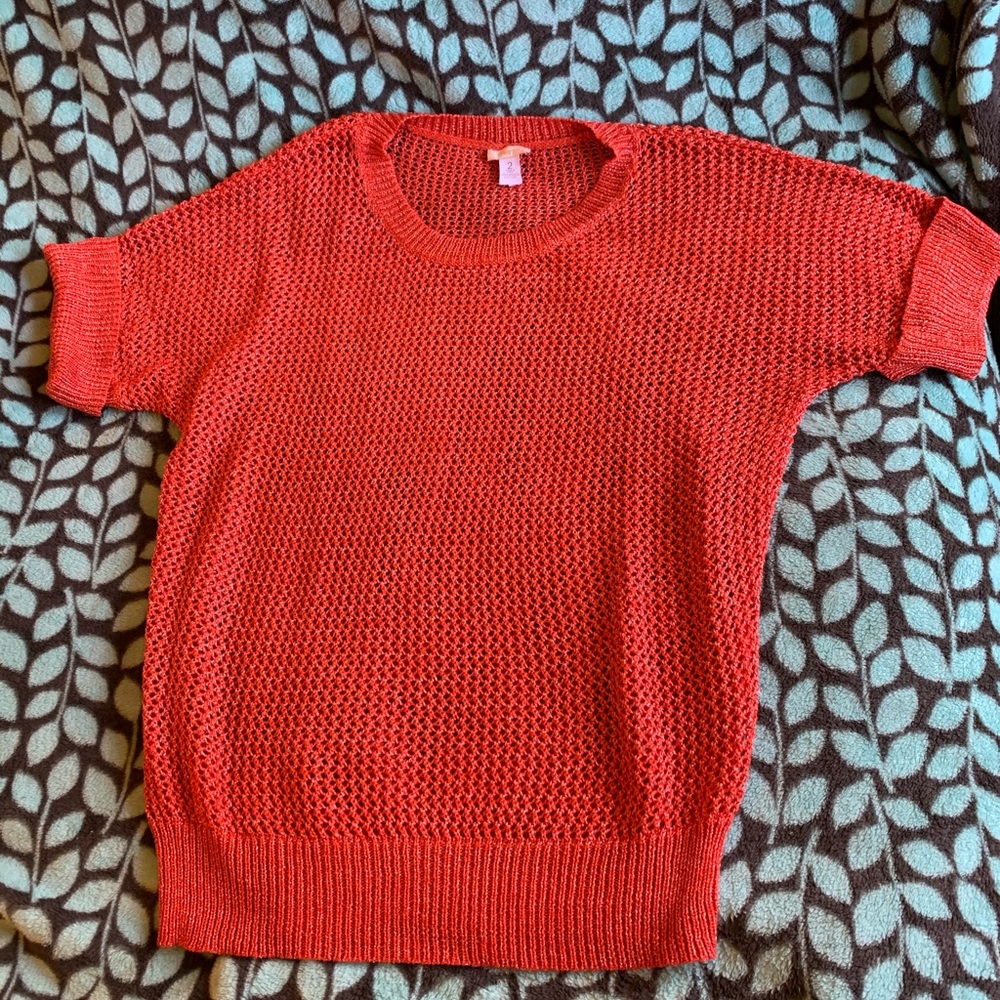 Chico Knitted fish-net style blouse coral/orange